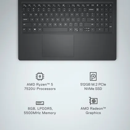 Dell Inspiron 15 3535 i3535-5131BLK-PUS Laptop (AMD Ryzen 5 7520U/ 8GB/ 512GB SSD/ Win 11)
