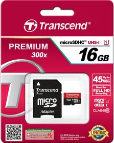 Transcend 300x 16GB Class 10 Uhs-i Microsd Memory Card