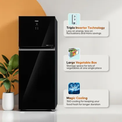 Haier HRF-3782PLKG-P 328 L 2 Star Double Door Refrigerator