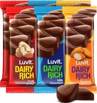 LuvIt Dairy Rich Chocolates Bar | Combo Pack of Milk, Fruit & Nut, Roasted Almond | Bars  (6 x 35 g)