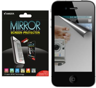 Amzer 88411 Mirror Screen Protector with Cleaning Cloth for iPhone 4S, iPhone 4