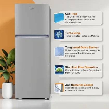 Haier HEF-252IEGS-P 240 L 2 Star Double Door Refrigerator