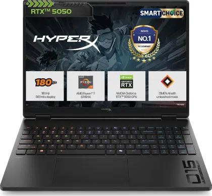 HP HyperX OMEN 15 15-gb0204AX Gaming Laptop (AMD Ryzen 7 8745HX/ 16GB RAM/ 1TB SSD/ Win11/ 8GB-RTX 5050)