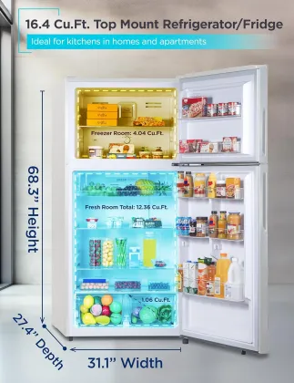 BLACK+DECKER BR1640KW 16.4 Cu Ft Double Door Refrigerator