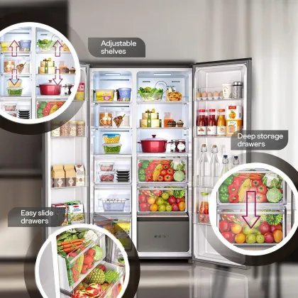 Godrej RS EONVELVET 646C RIT OP BK 600 L Side by Side Door Refrigerator