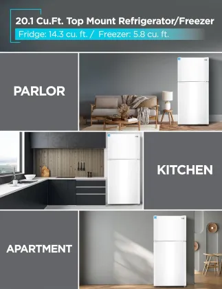 BLACK+DECKER BR2010JW 20.1 Cu Ft Double Door Refrigerator