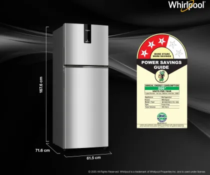 Whirlpool IF INV ELT DF355 Lunar Steel-Y 308 L 3 Star Double Door Refrigerator