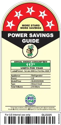 LG GLD2256ZARS 210 L 5 Star Single Door Refrigerator