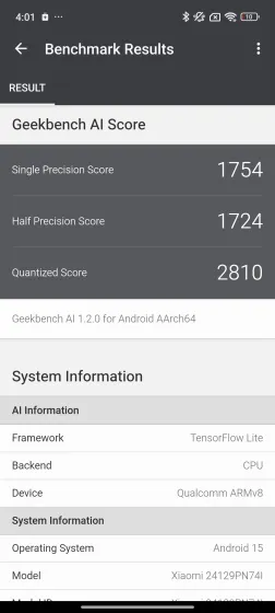 Geekbench AI Score