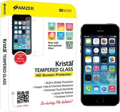 Amzer 96300 Kristal Tempered Glass Screen Protector for iPhone 5 / 5S / 5C