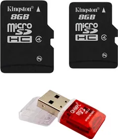 Kingston 8GB Micro SD Memory Card+Kingston 8GB Micro SD Memory Card+One Free Card Reader