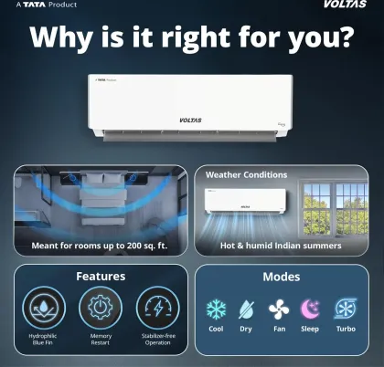 Voltas 245INV Vectra Plush 2 Ton 5 Star 2026 Inverter Split AC
