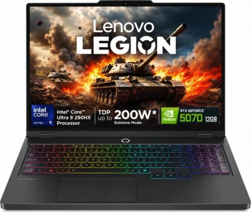 Lenovo Legion Pro 5 16IAX10 83F300D8IN Gaming Laptop (Intel Core Ultra 9 290HX Plus/ 24GB/ 512GB SSD/ Win11/ 12GB Graph RTX 5070)