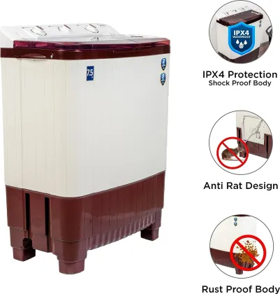 Midea MWMSA075PPG 7.5 Kg Semi Automatic Washing Machine