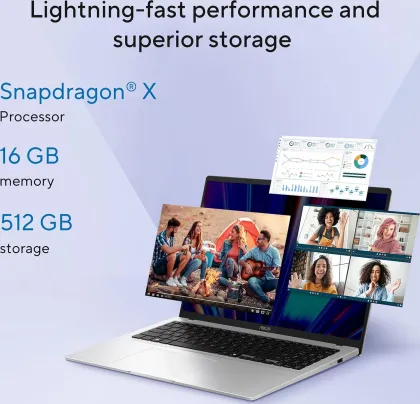 Asus Vivobook 14 X1407QA-BS56 Laptop (Qualcomm Snapdragon X X1-26-100/ 16GB/ 512GB SSD/ Win11)