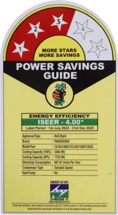 Panasonic CS/CU-RU12BKY 1 Ton 3 Star Inverter Split AC
