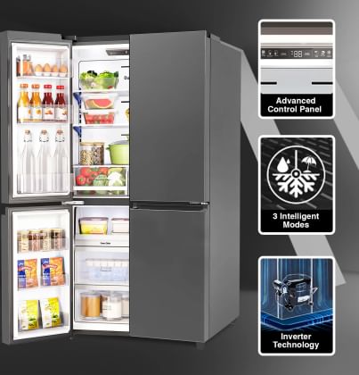 Godrej RM EONVELVET 685 RIT GR BK 670 L Side by Side Door Refrigerator