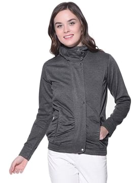 Purys Grey Winter Fleece Jacket For Women