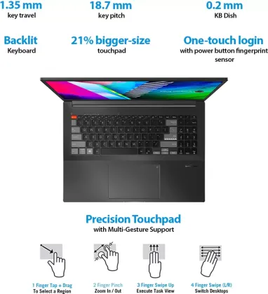 Asus Vivobook Pro 16X OLED M7600QC-L2044TS Gaming Laptop (Ryzen 9 5900HX/ 16GB/ 1TB SSD/ Win10 Home/ 4GB Graph)