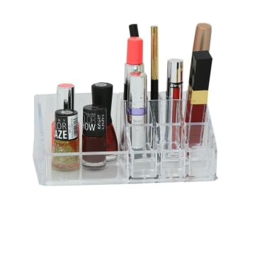 INOVERA (LABEL) 16 Compartment Cosmetic Makeup Jewellery Lipstick Storage Organiser Holder Box, 22Lx13Wx8H