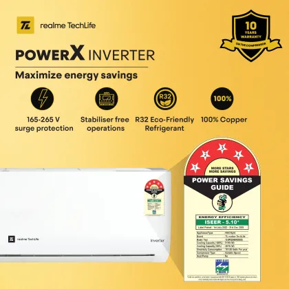 Realme TechLife 155IPG25WRS 1.5 Ton 5 Star 2025 Inverter Split AC