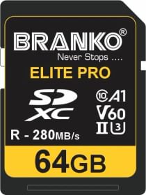 Branko Elite Pro 64 GB SDXC UHS-II Memory Card