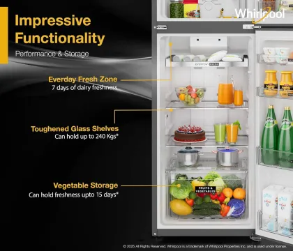 Whirlpool IF INV 278 Lunar Steel Conv-Y 235 L 3 Star Double Door Refrigerator