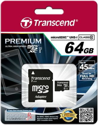 Transcend Memory Card MicroSDHC 64GB (Class 10)