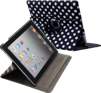 22 pcs iPad 3 Accessory Bundle / 360 Polka Dot Designer Leather Case /Grey TPU Case / Black Silicone Case / Earphones / 4 Pink and Silver Stylus pens! / Chargers for iPad 3 - ECO-FUSED Microfiber Cleaning Cloth Included - And MORE! Also compatible with iPad 2 (Polka dot)