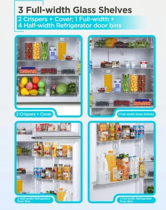 BLACK+DECKER BR1640KB 16.4 Cu Ft Double Door Refrigerator