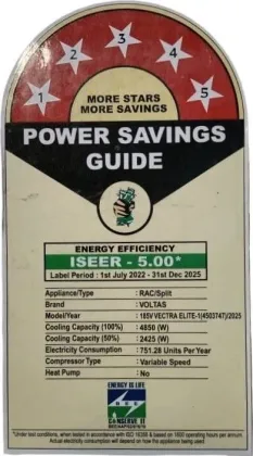 Voltas 185V Vectra Elite-1 1.5 Ton 5 Star 2025 Inverter Split AC
