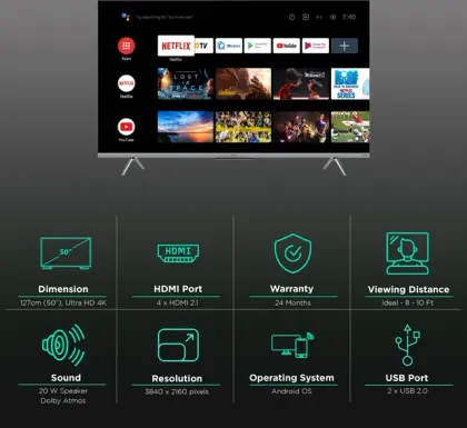 Haier GS Series 50 inch Ultra HD 4K Smart LED TV (H50GS)