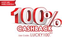 Use code LUCKY100 and 600 lucky users get 100% Cashback!