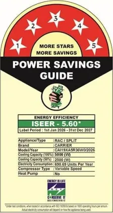Carrier CAI19XA5R36W0 1.5 Ton 5 Star 2026 Inverter Split AC