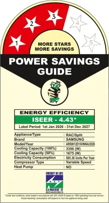 Samsung AR50H12D1XH 1 Ton 3 Star 2026 Inverter Split AC