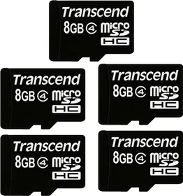 Transcend Pack Of 5 - Transcend 8 Gb Micro Sdhc Memory Card Class 4