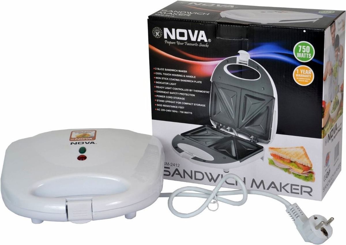 Buy Borosil Novus Grill Sandwich Maker, 750W, Non-Stick Grilling Plate, 2  Slice Sandwich Maker Online at Low Prices in India 