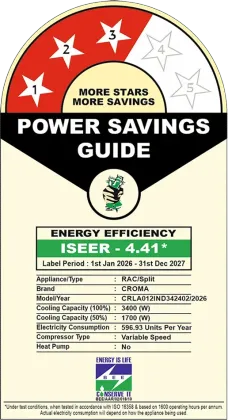 Croma CRLA012IND342402 1 Ton 3 Star 2026 Inverter Split AC