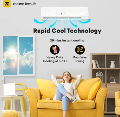 Realme TechLife 103IAA25WRS 1 Ton 3 Star 2025 Inverter Split AC