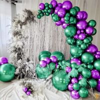 Just Party 25Pcs Purple & 25Pcs Green Metallic Chrome Balloons with Shiny Surface