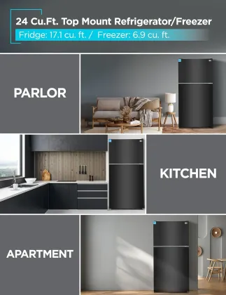 BLACK+DECKER BR2400JIMB 24 Cu Ft Double Door Refrigerator