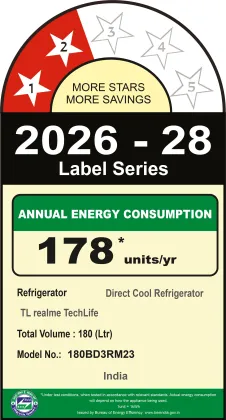 Realme TechLife 180BD3RM23-RW 180 L 2 Star Single Door Refrigerator