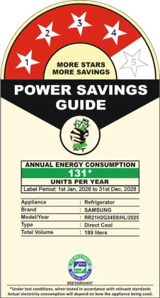 Samsung RR21H2G24S8 189 L 4 Star Single Door Refrigerator