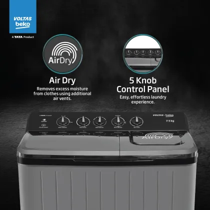Voltas Beko WTT75UHA/OK5B1B1S21 7.5 Kg Semi Automatic Washing Machine