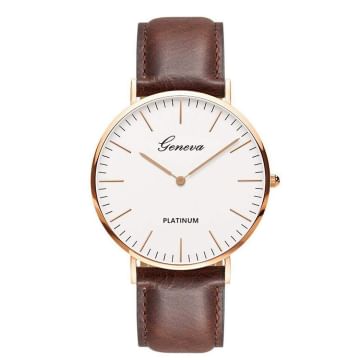 Viukol Unisex Fashion Artificial Leather Wristband Ultra-thin Round Dial Quartz Watch Everything Else