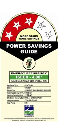 Daikin DTKL50UV16VAF 1.5 Ton 3 Star 2025 Inverter Split AC