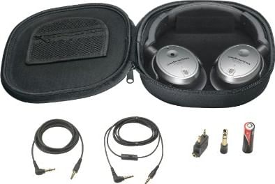 Audio-Technica ATH-ANC7B Silver QuietPoint Active Noise-Cancelling Headphone with MIC and Remote