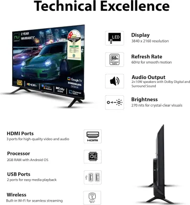 NU LED43UGNX 2025 43 inch Ultra HD 4K Smart LED TV