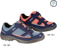 Quechua Kid's Hiking Shoes Nh100 (Waterproof) - Blue/coral