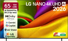 LG AI NANO NU87 65 inch Ultra HD 4K Smart LED TV (65NU870BPLA)